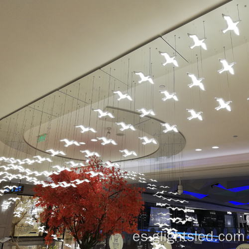 El hotel de cristal de la forma del pájaro de la decoración llevó la luz pendiente de la lámpara